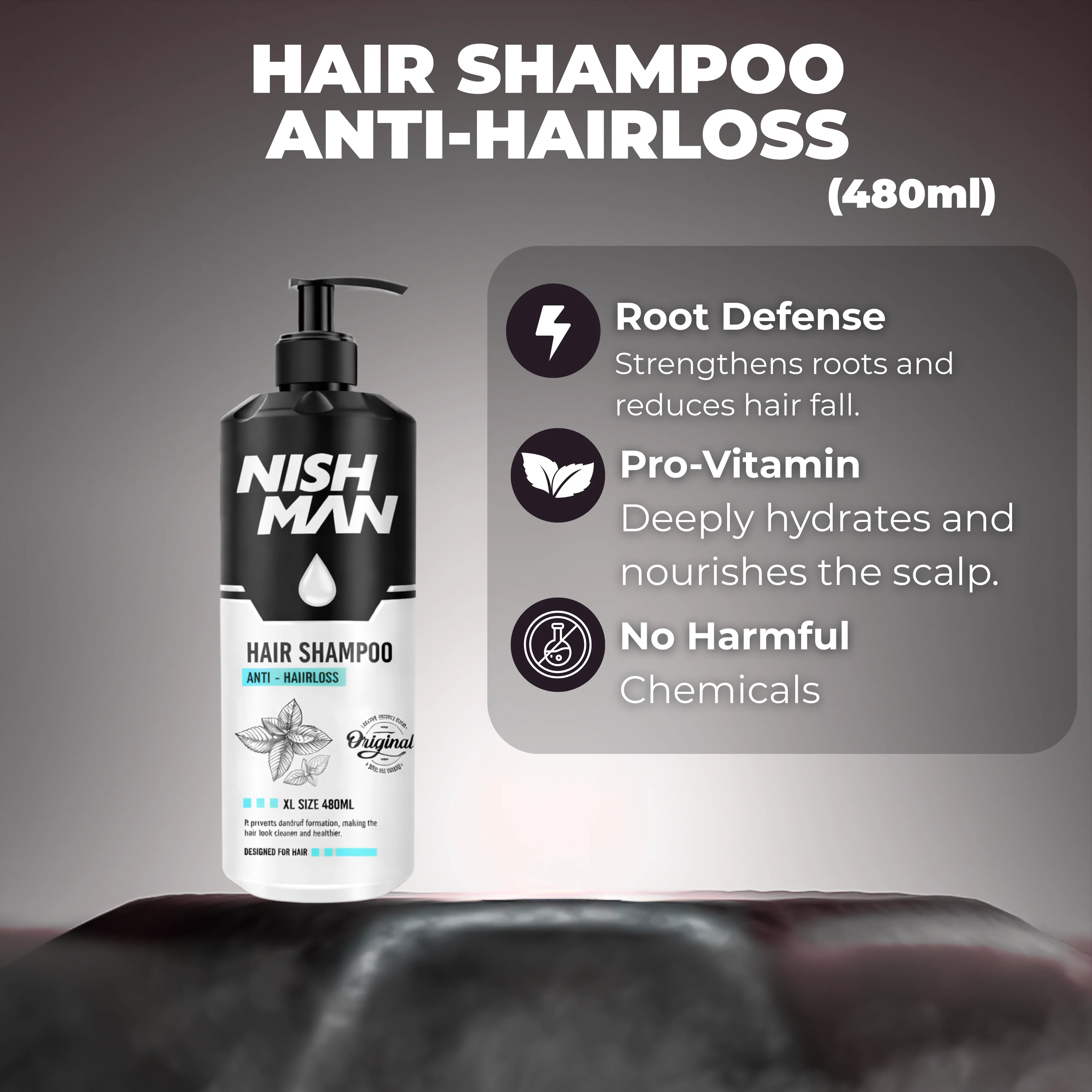 Nishman Anti-Hair Loss Shampoo – 480 ml - Image 3