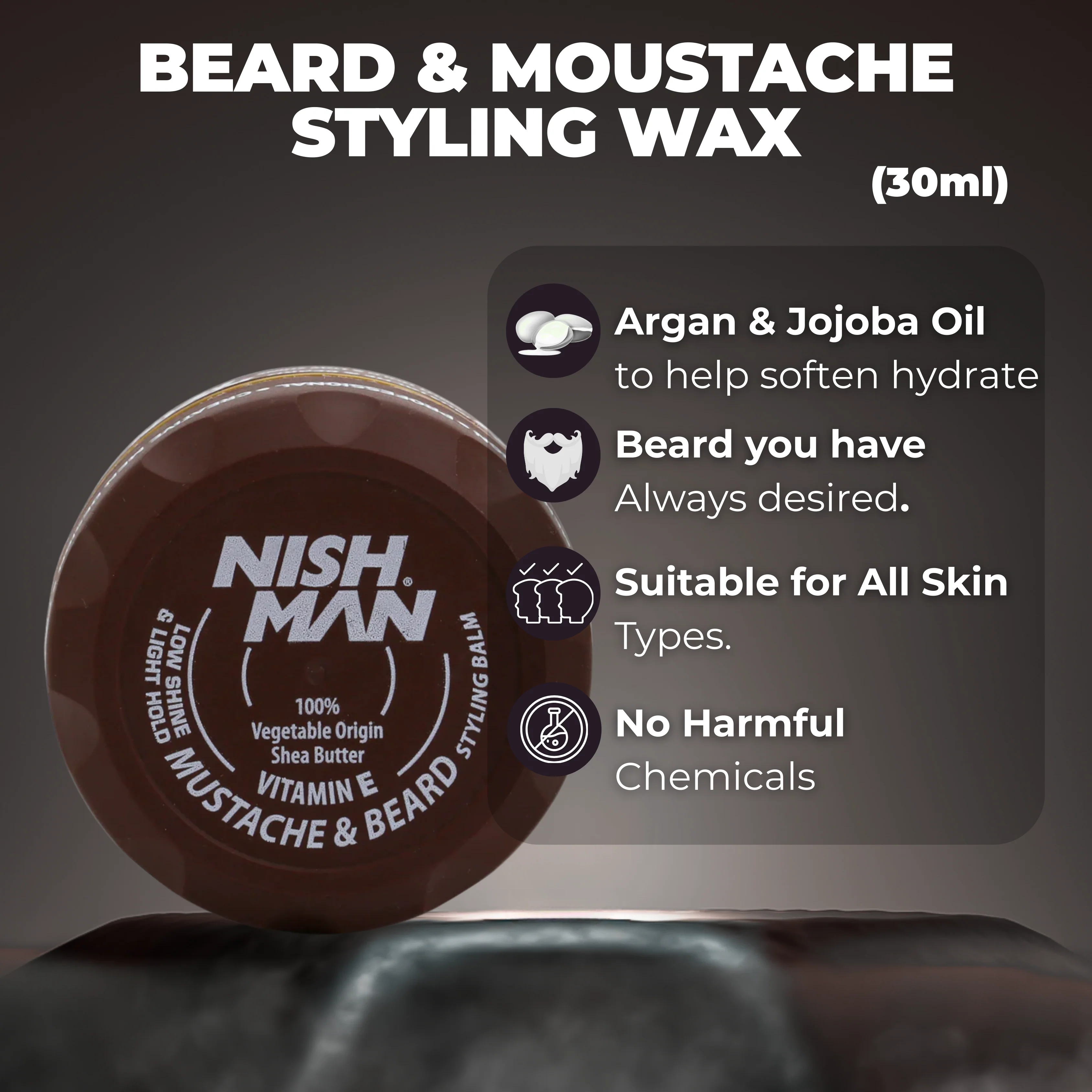 Nishman Beard & Mustache Care Balm – 30 ml - Image 3