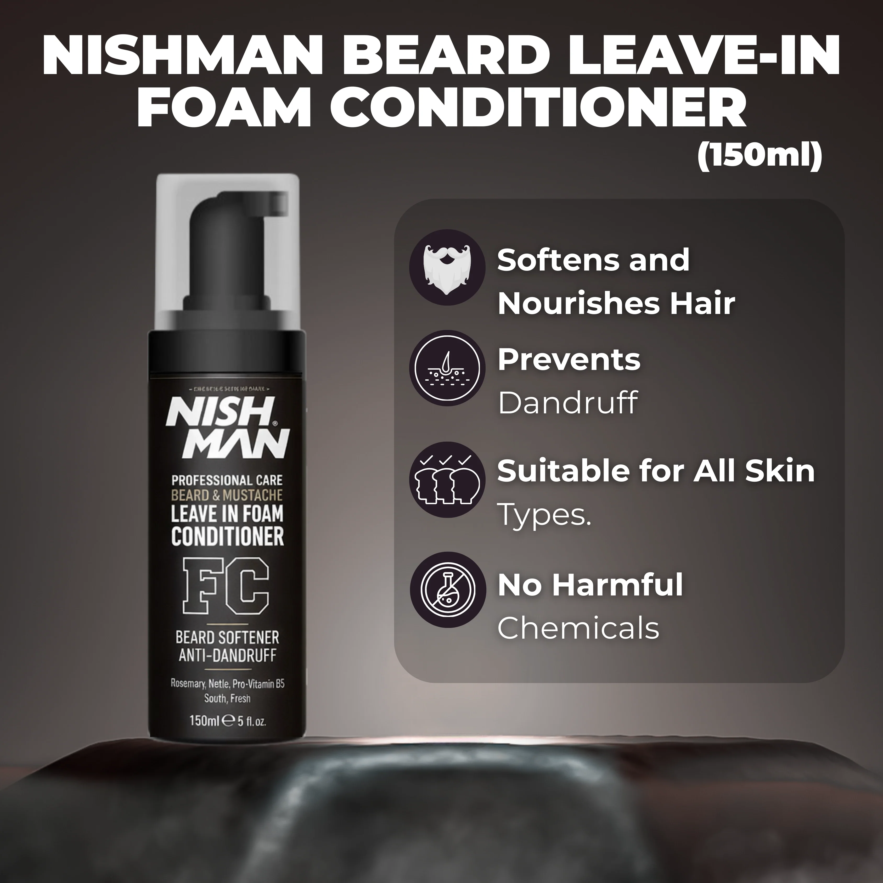Nishman Beard Leave-In Foam Conditioner – 150 ml - Image 3