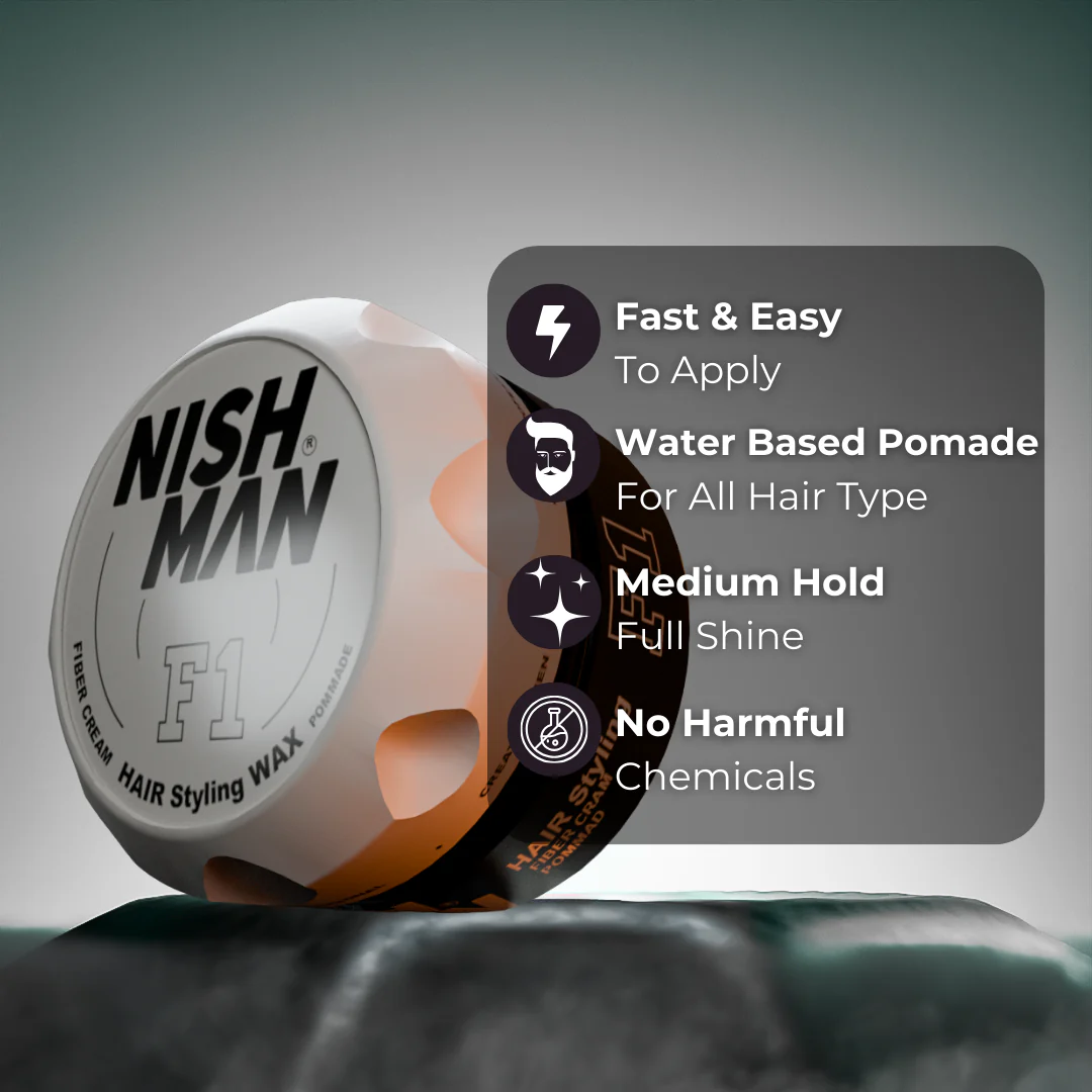 Nishman Fibre Cream Pomade F1 | Medium Hold & Full Shine 100ml - Image 3