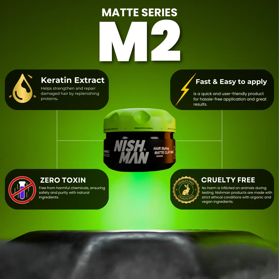 Nishman Matte Texturizing Clay M2 | Full Hold & Low Shine 100ml - Image 4