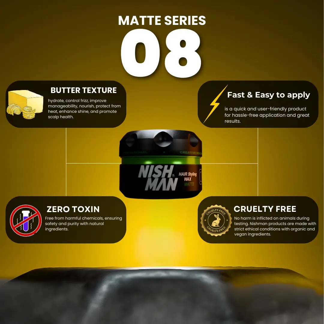 Nishman Matte Clay 08 | Full Hold & Medium Shine 100ml - Image 4