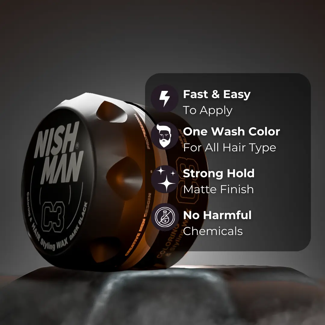 Nishman Premium Coloring Wax Dark Black | Temporary One Wash Color 100 ml - Image 3