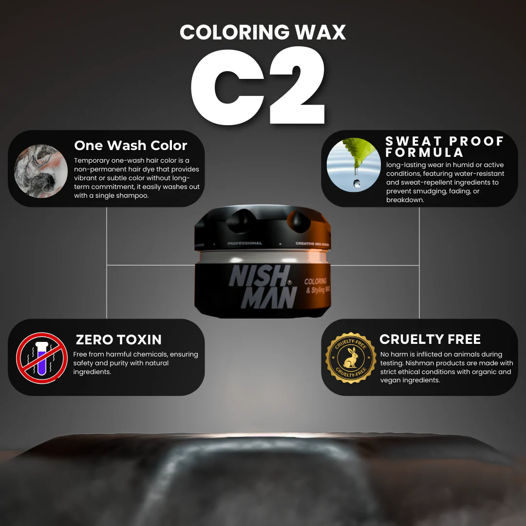 Nishman Premium Coloring Wax Grey Smoked | Temporary One Wash Color 100 ml - Image 4