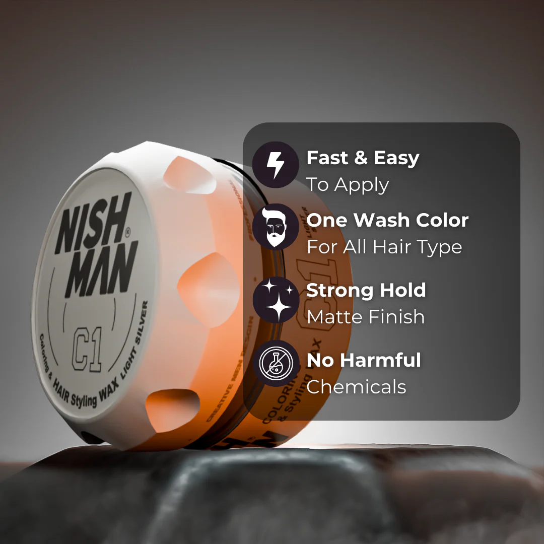 Nishman Premium Coloring Wax Light Silver | Temporary One Wash Color 100 ml - Image 3