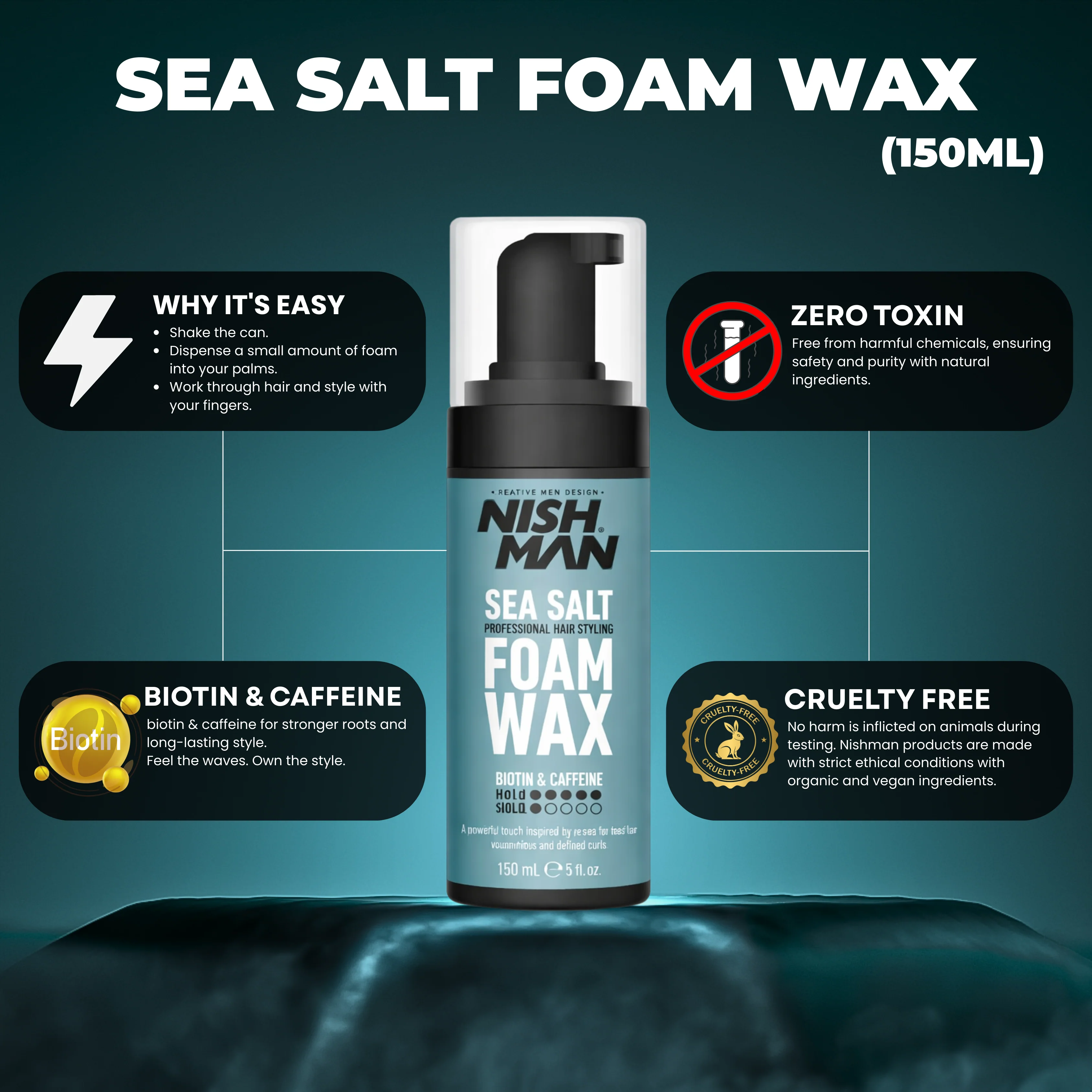 Nishman Sea Salt Foam Wax (Styling Foam Wax) - Image 2