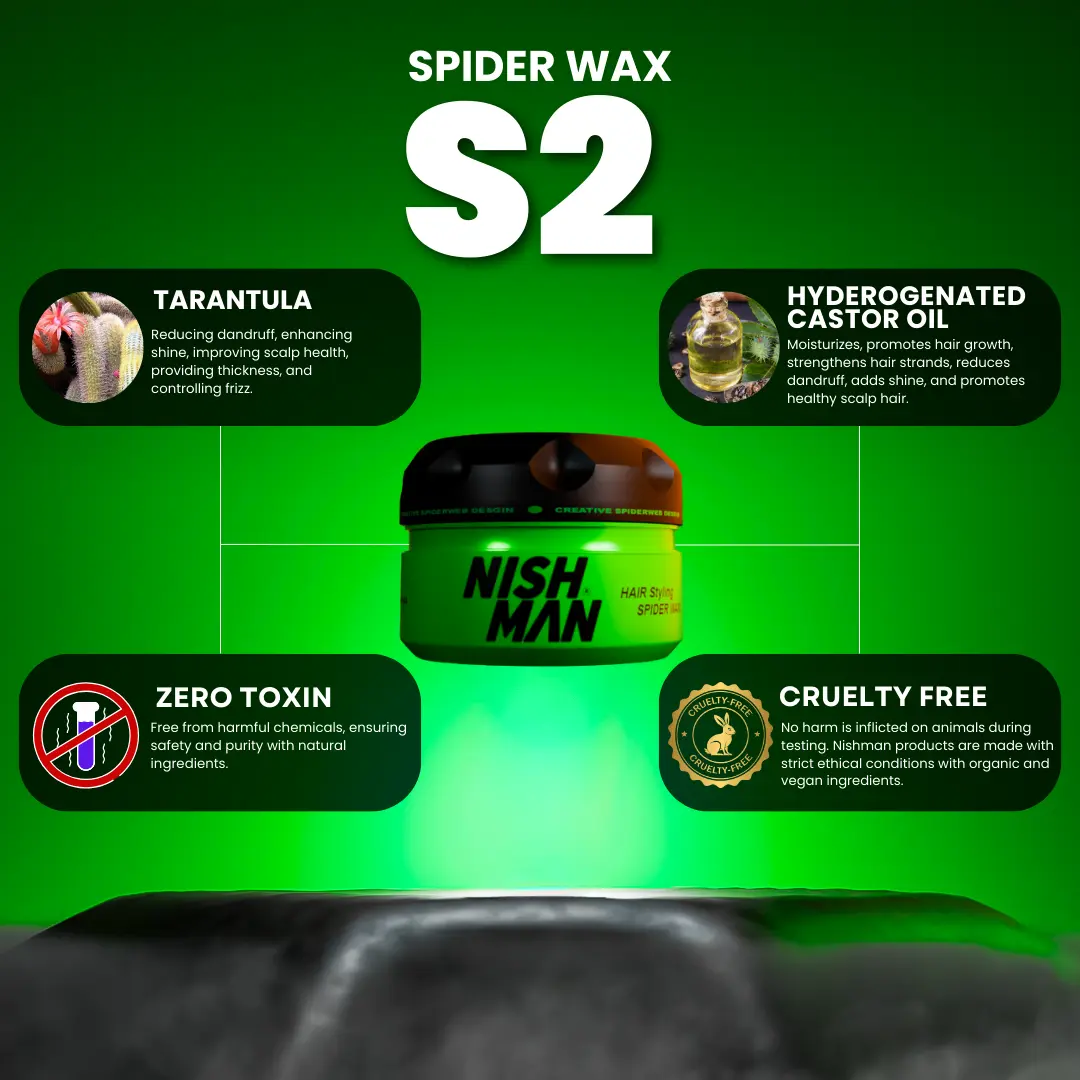 Nishman Spider Wax Tarantula S2 | Full Hold & Full Shine 100ml - Image 4