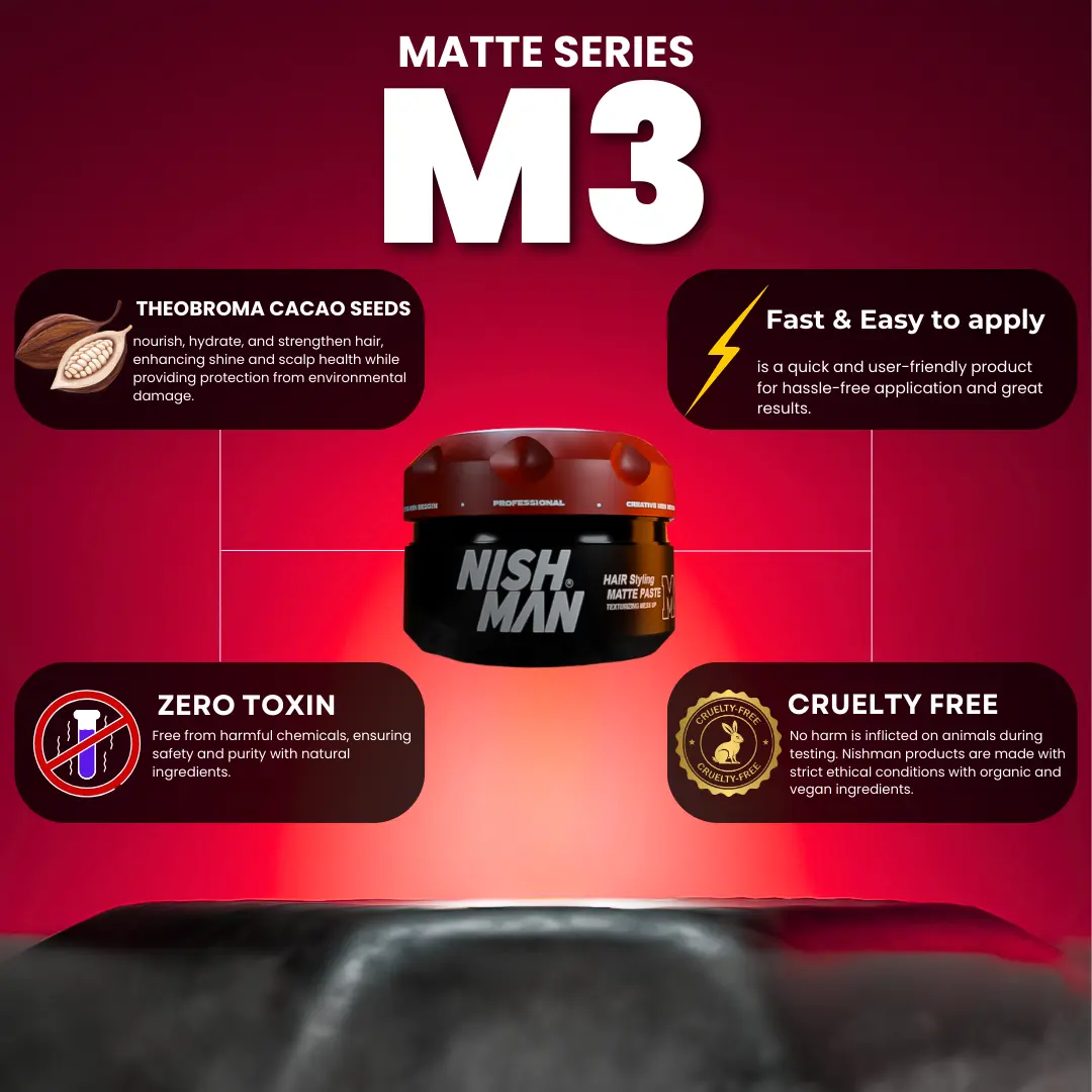 Nishman Texturizing Matte Paste M3 | Medium Hold & Low Shine 100ml - Image 4