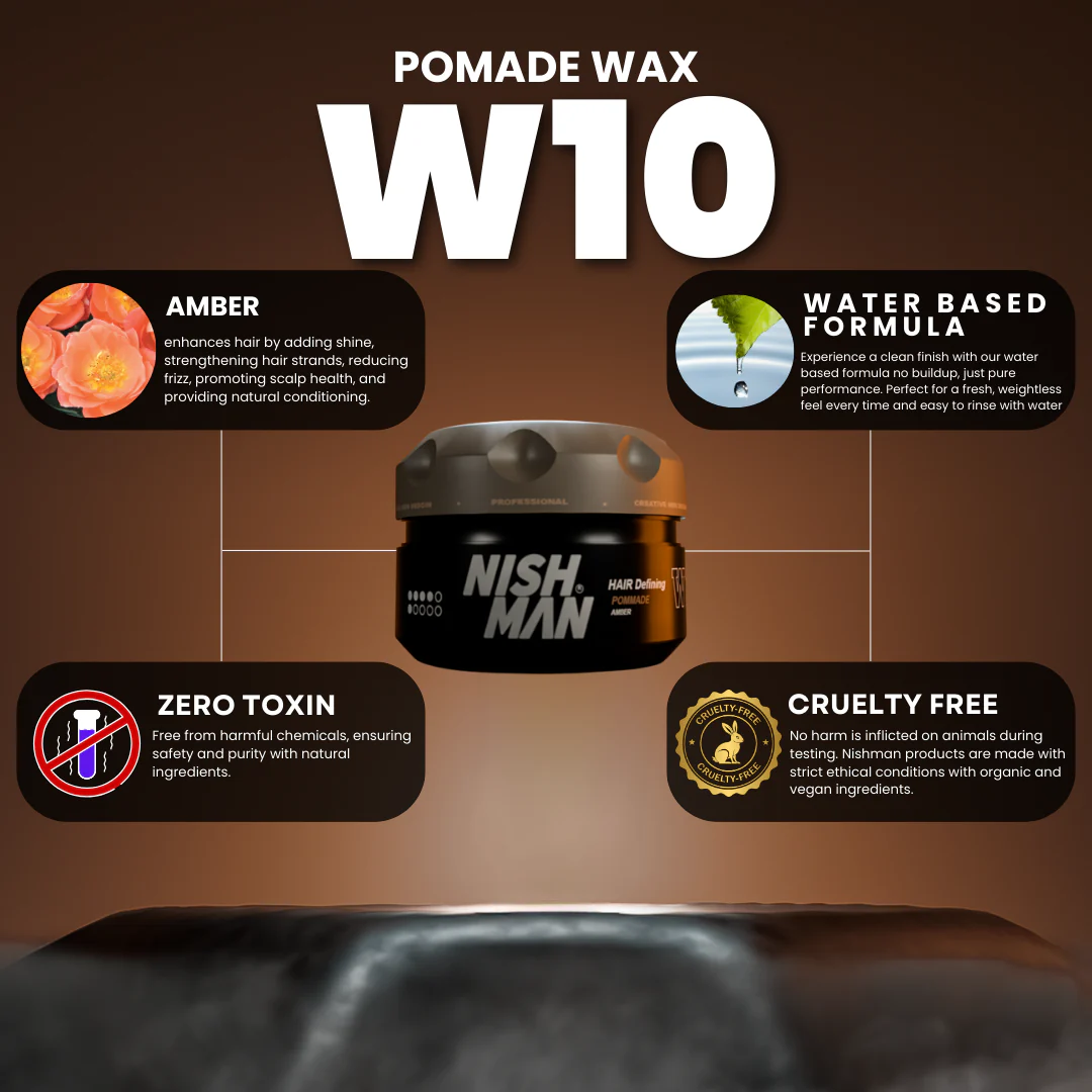 Nishman Water Based Pomade W10 | Medium Hold & Full Shine 100ml - Image 4